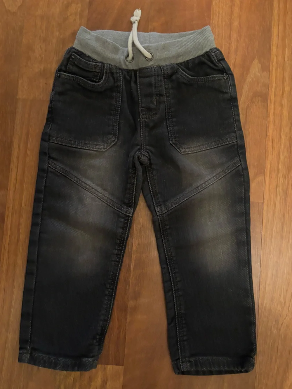 Toddler Boys Gray Fleece and Black wash jeans Matching Set Size 3T